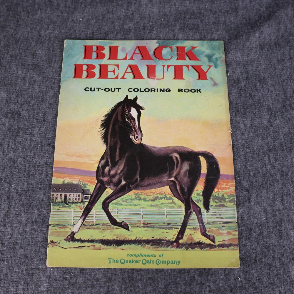 Vintage Quaker Black Beauty Cut-Out Coloring Book 1958 Cereal Promo Multicolor